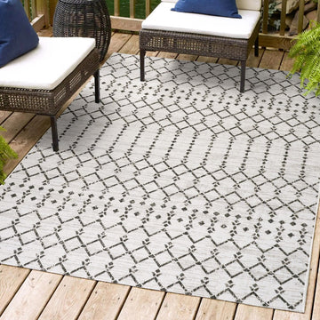 Ourika Moroccan Geometric Textured Weave Indoor/outdoor Area Rug